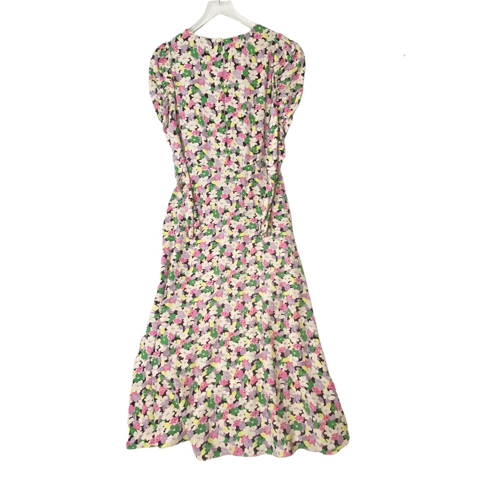 H&M Conscious Floral Print Lyocell-blend Ruched long sleeves Midi Sundress Large - Picture 12 of 15